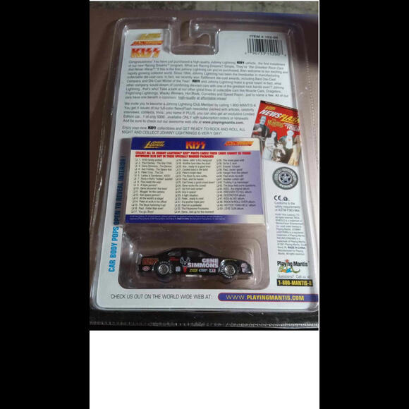 KISS Gene Simmons Johhny Lightning 1:64 Car Black #44 Bonus Card K NIP - Picture 2 of 3